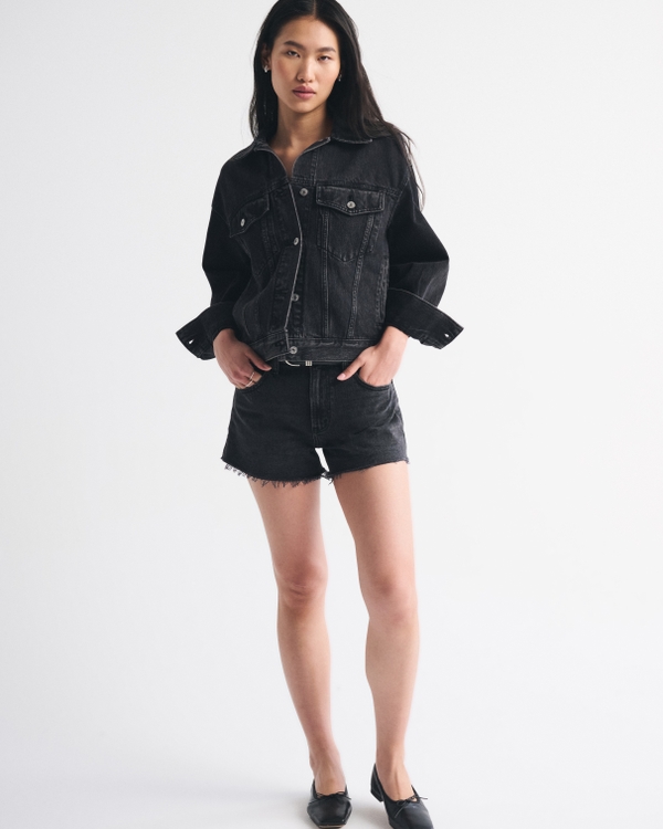 High Rise 90s Cutoff Short, Black view 2