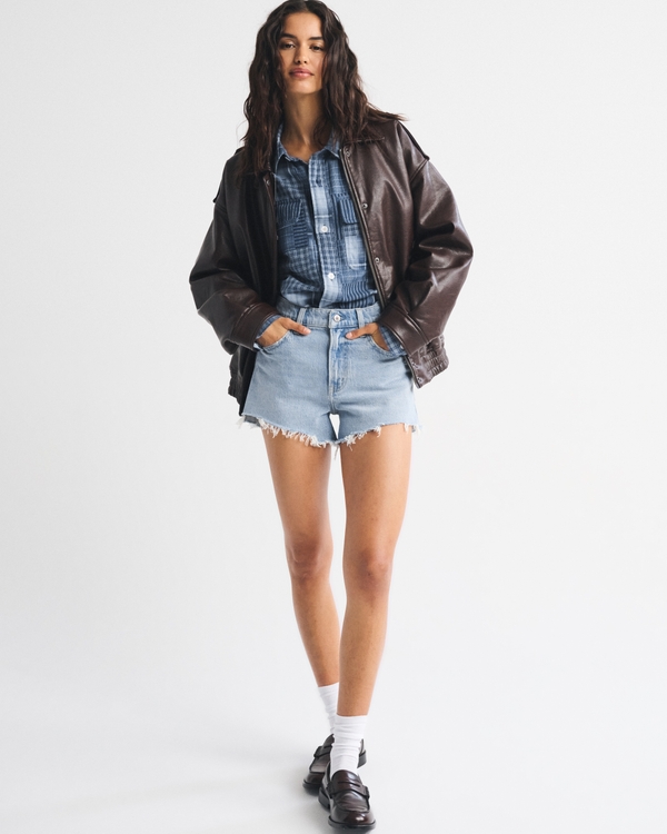 High Rise 90s Cutoff Short, Light Destroy view 2