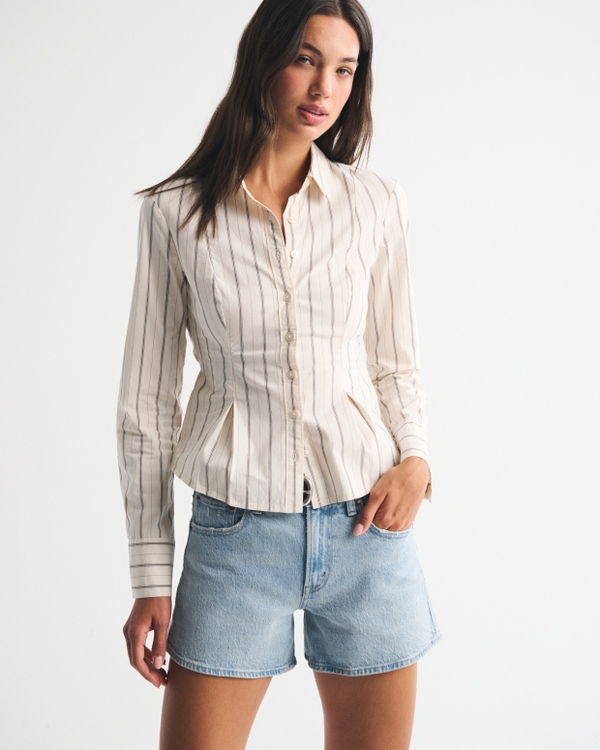 Mid Rise A-Line Short, Light Wash view 1