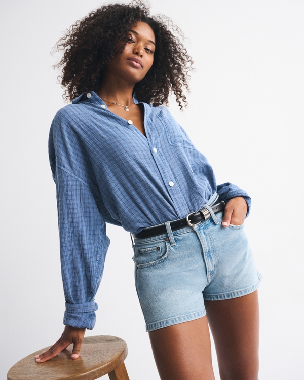 Curve Love High Rise Mom Short, Light view 1