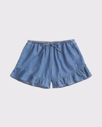 Ruffle Pull-on Chambray Shorts
