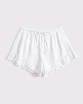 High Rise Linen-Blend Pull-On Short