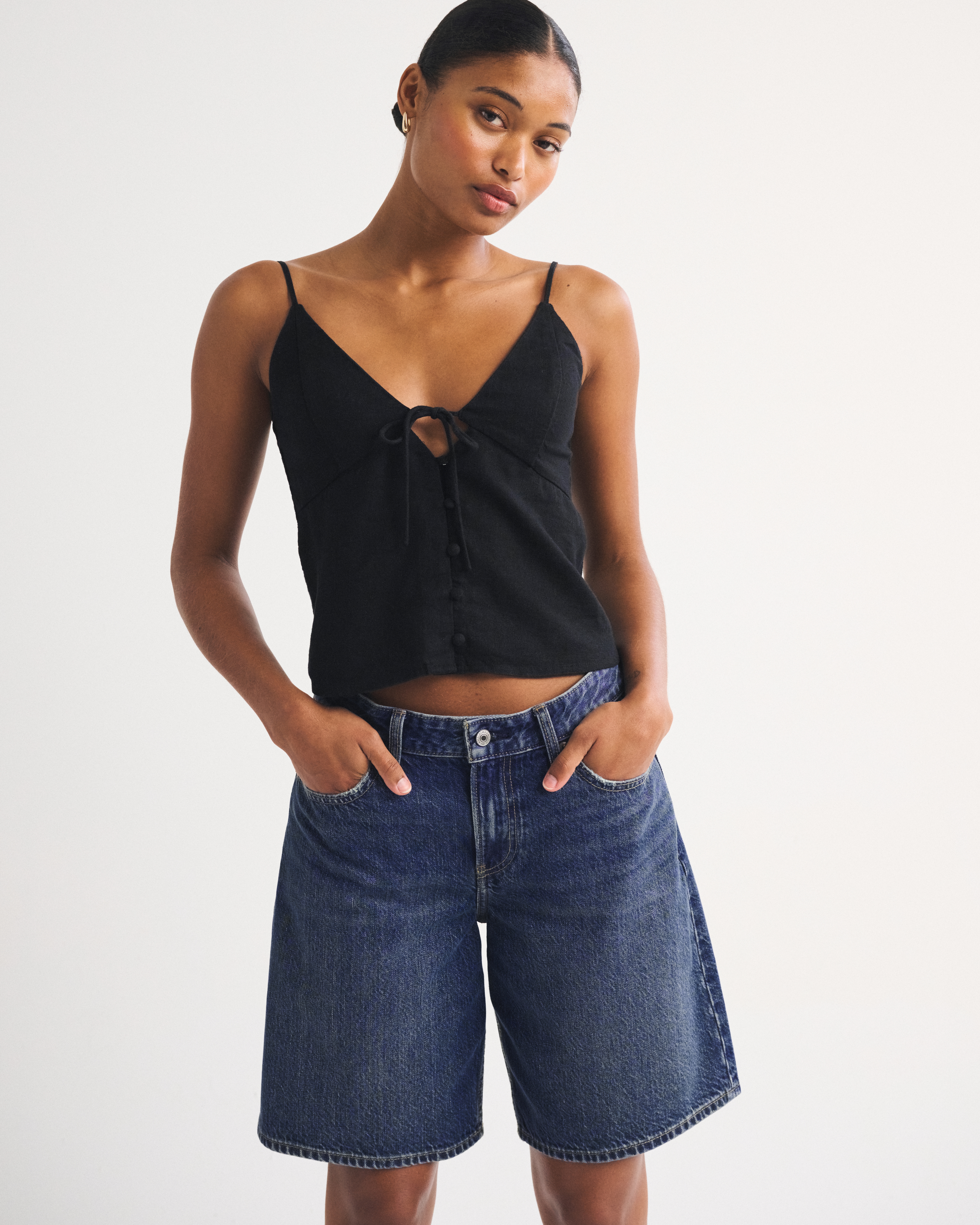 Женские джинсы Abercrombie & Fitch Curve Love Low-Rise Denim Bermuda Jort — фото 2