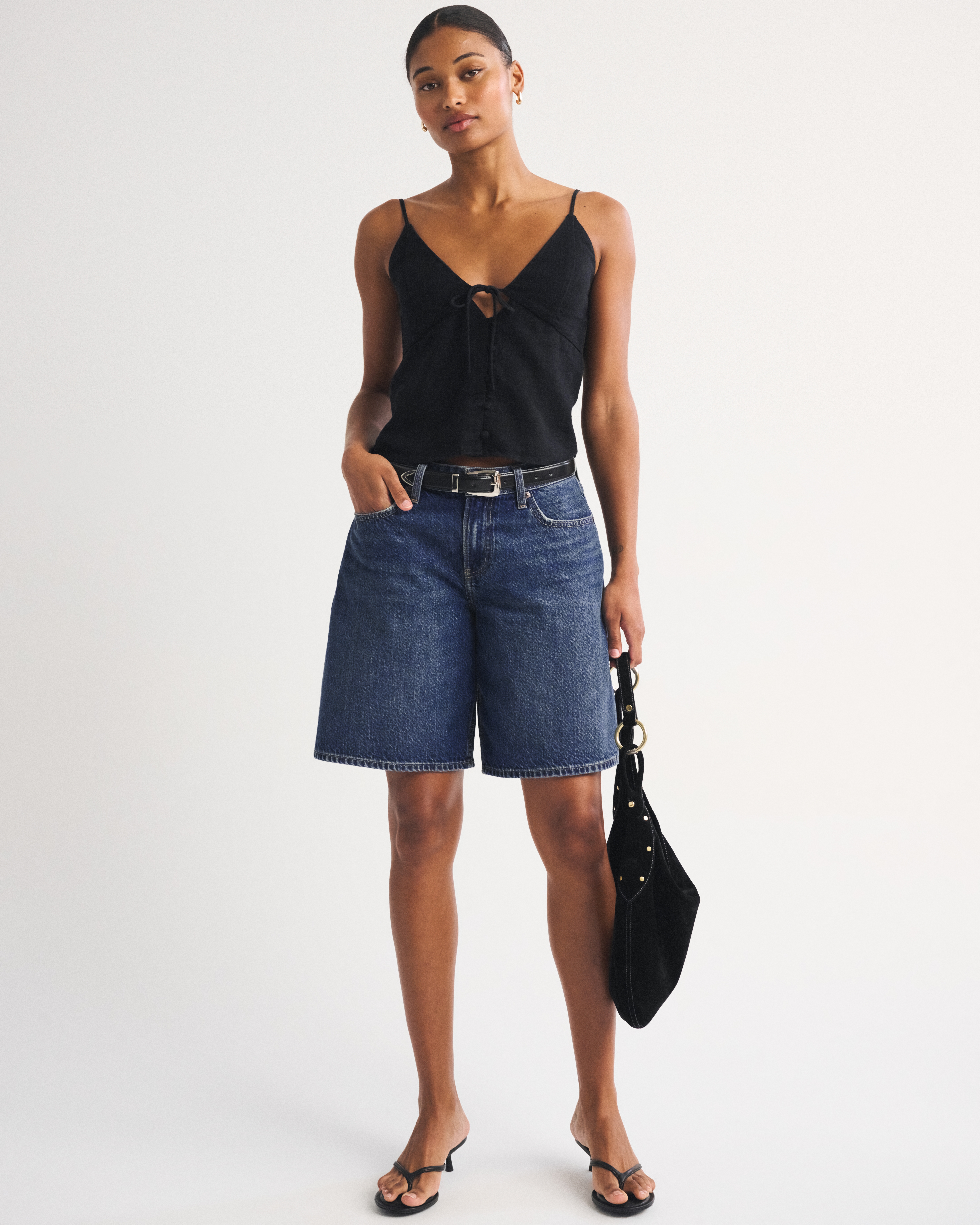 Женские джинсы Abercrombie & Fitch Curve Love Low-Rise Denim Bermuda Jort — фото 3