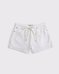 High Rise Linen-Blend Denim Short