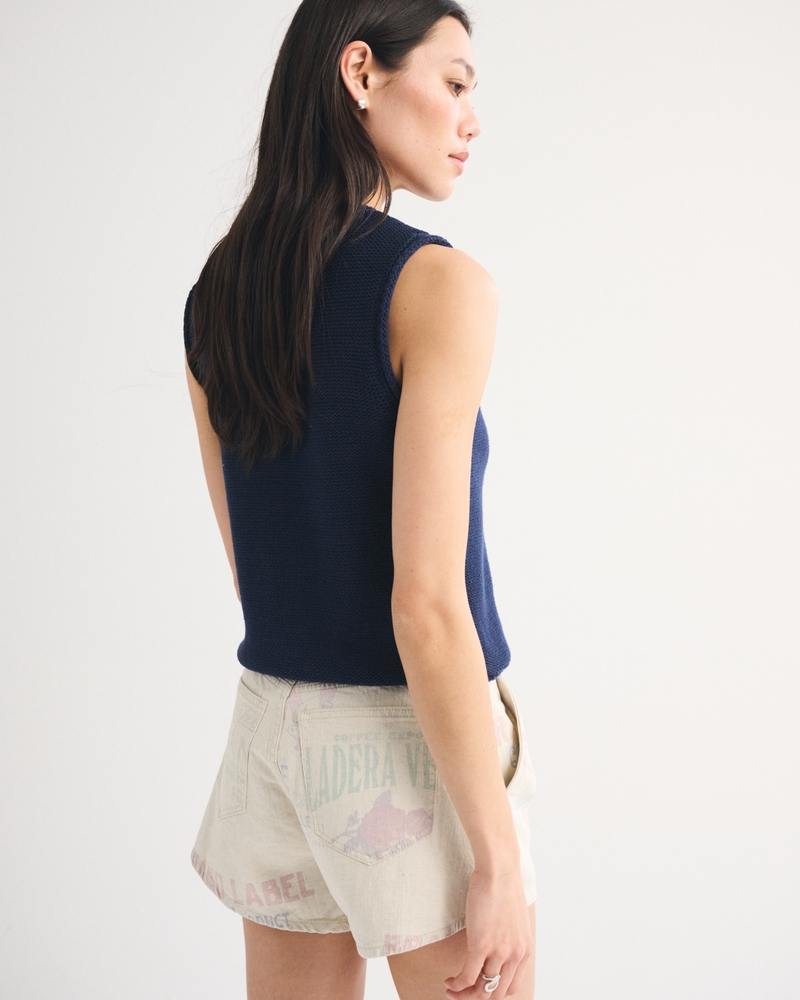 High Rise Linen-Blend Denim Short - thumbnail 7