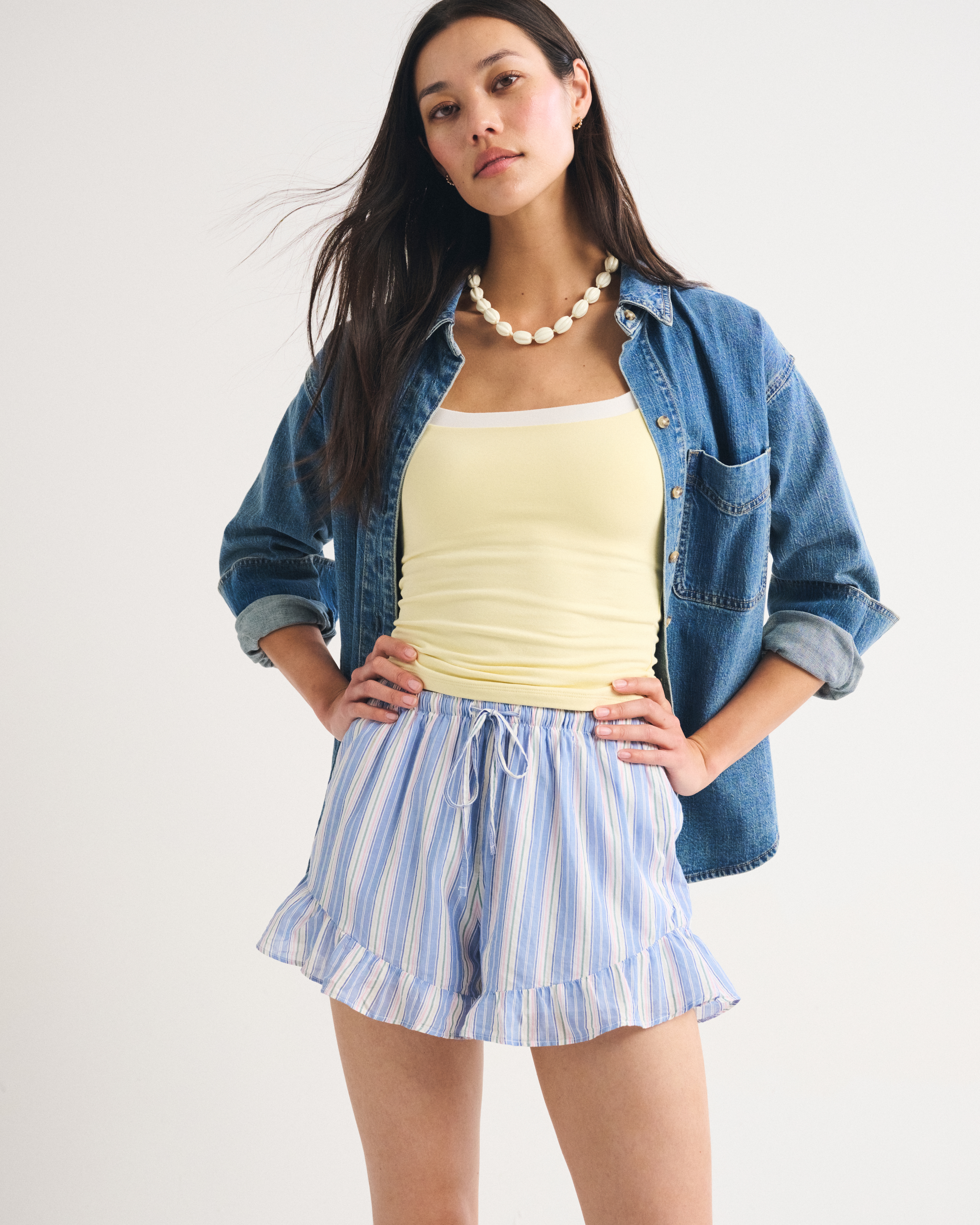 Женские брюки Abercrombie & Fitch 100% Cotton Ruffle Pull-On Short — фото 2