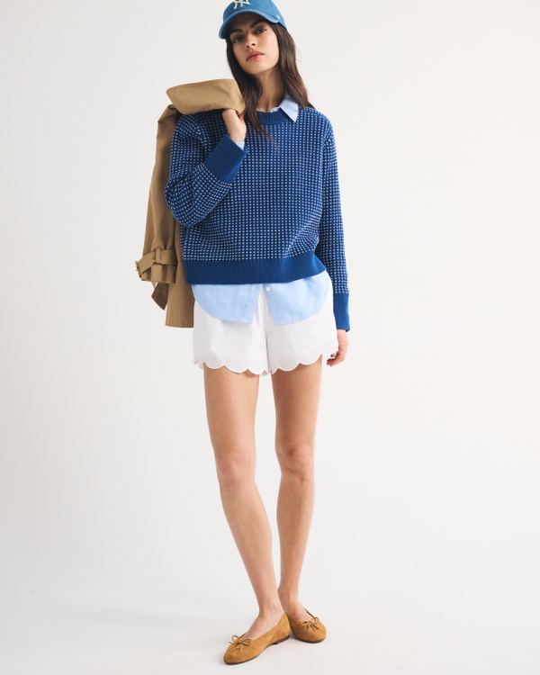 High Rise Scalloped Pull-On Short