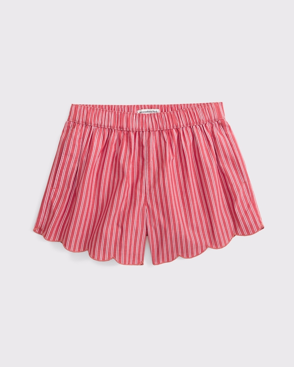 High Rise Pull-On Shorts mit Muschelsaum, Rot Mit Streifen view 2