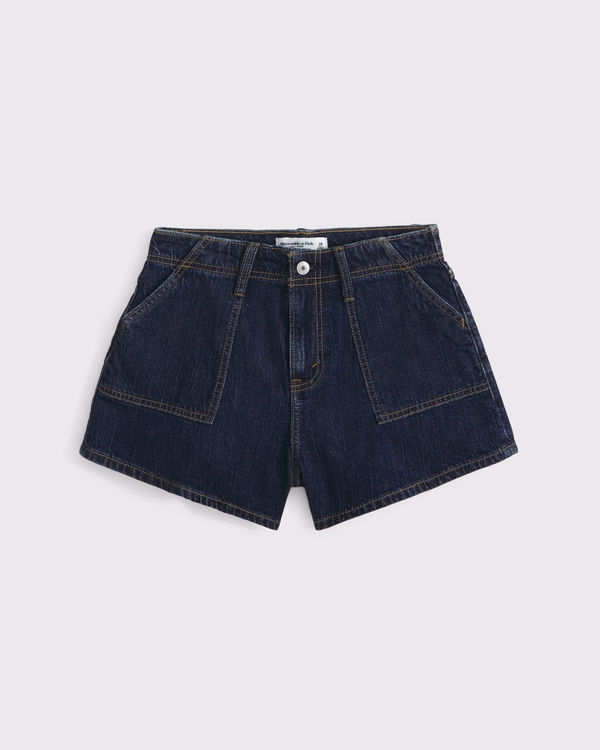 High Rise Linen-Blend Denim Short