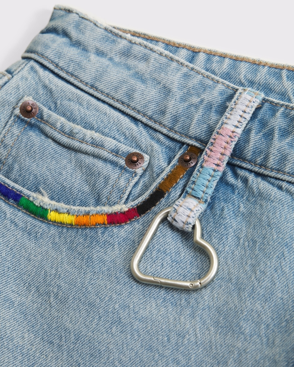 Pride Curve Love Mid Rise A-Line Denim Short, Medium view 2