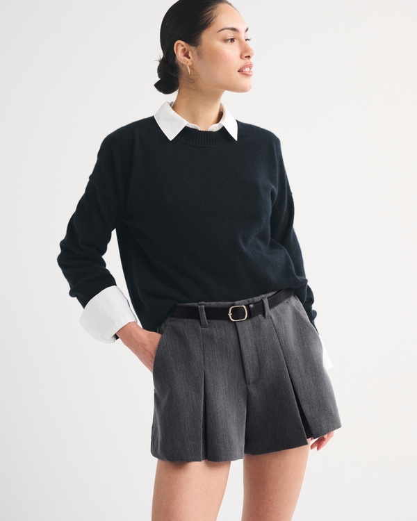 Belted High Rise Tailored Short, Gray view 2