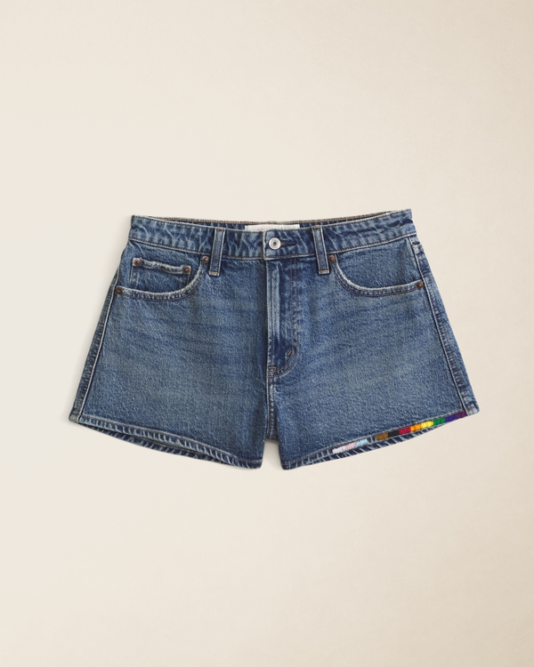 Pride Curve Love High Rise Denim Short, Medium view 1