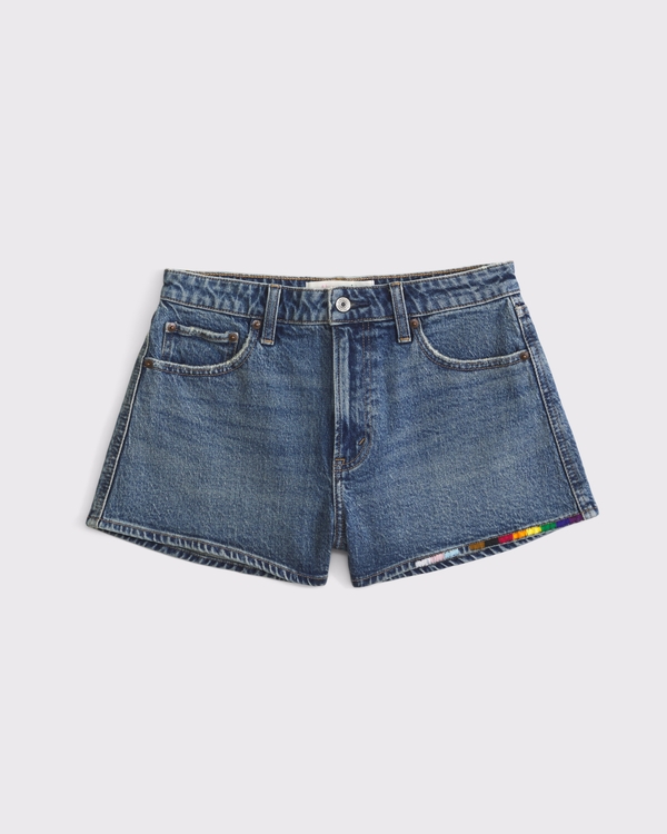 Pride Curve Love High Rise Denim Short, Medium view 1