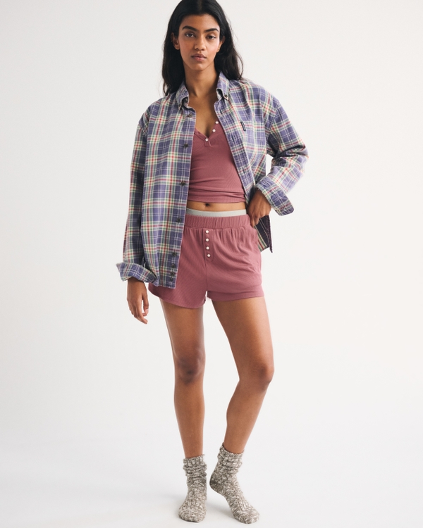 High Rise Ribbed Lounge Short, Cool Blush view 2