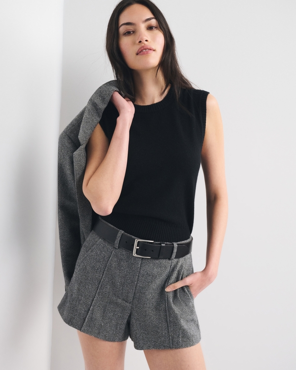Wool-Blend Tailored Micro Short by Abercrombie & Fitch