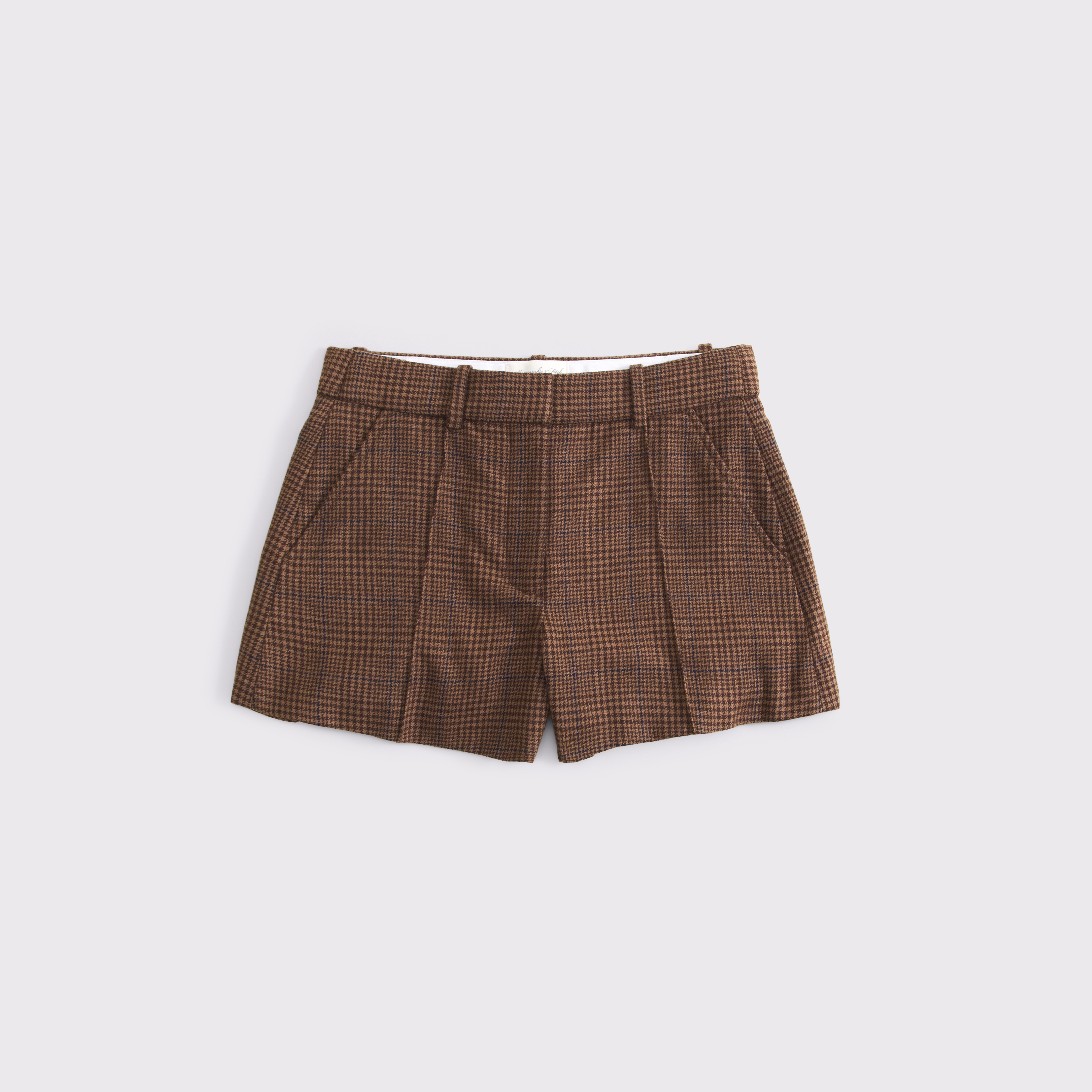 Женские шорты Abercrombie & Fitch Wool-Blend Tailored Micro Short, цвет: Коричневый клетчатый — фото 1