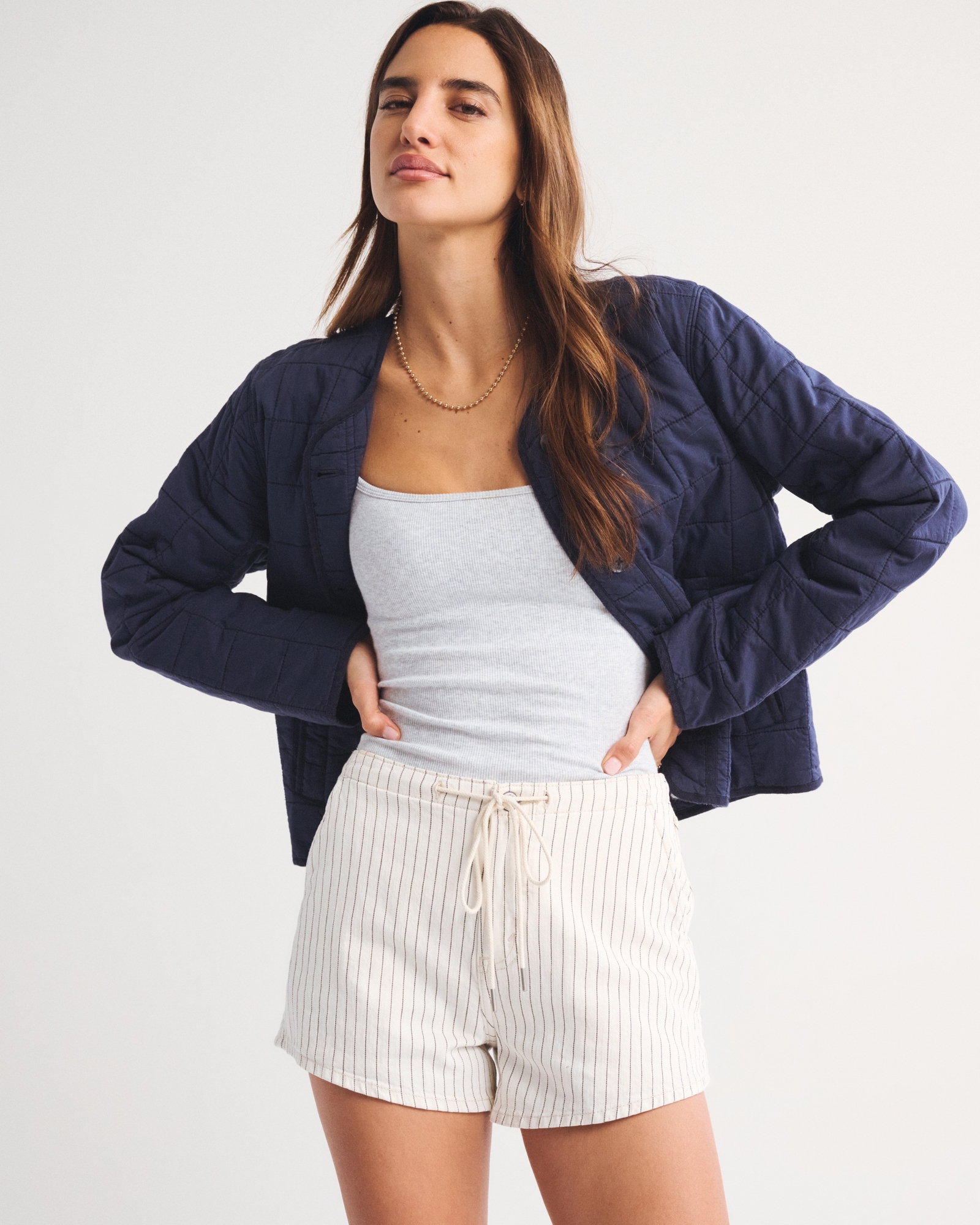 Linen-Blend Denim Pull-On Short