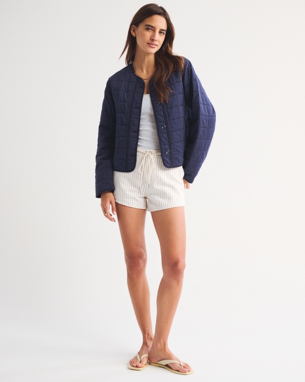 Linen-Blend Denim Pull-On Short