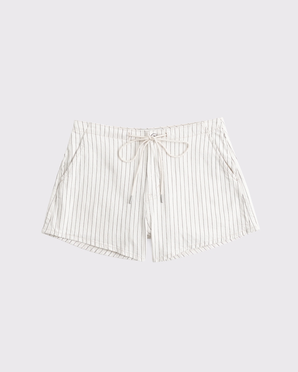 Linen-Blend Denim Pull-On Short