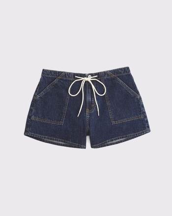 Linen-Blend Denim Pull-On Short