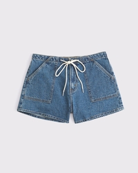 Linen-Blend Denim Pull-On Short