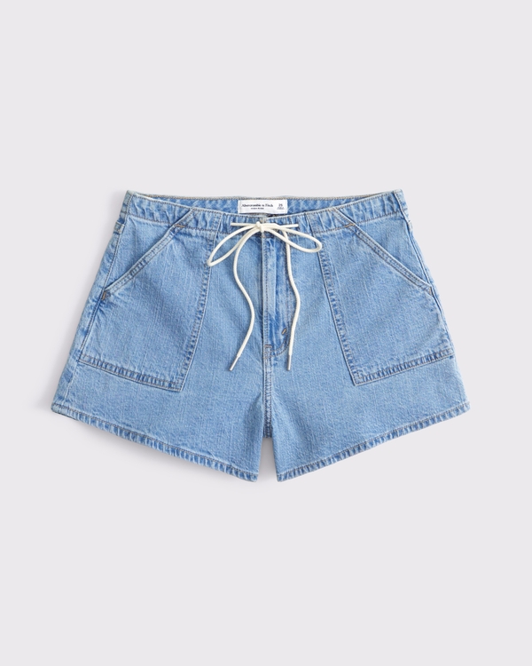 Linen-Blend Denim Pull-On Short
