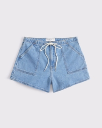 Linen-Blend Denim Pull-On Short