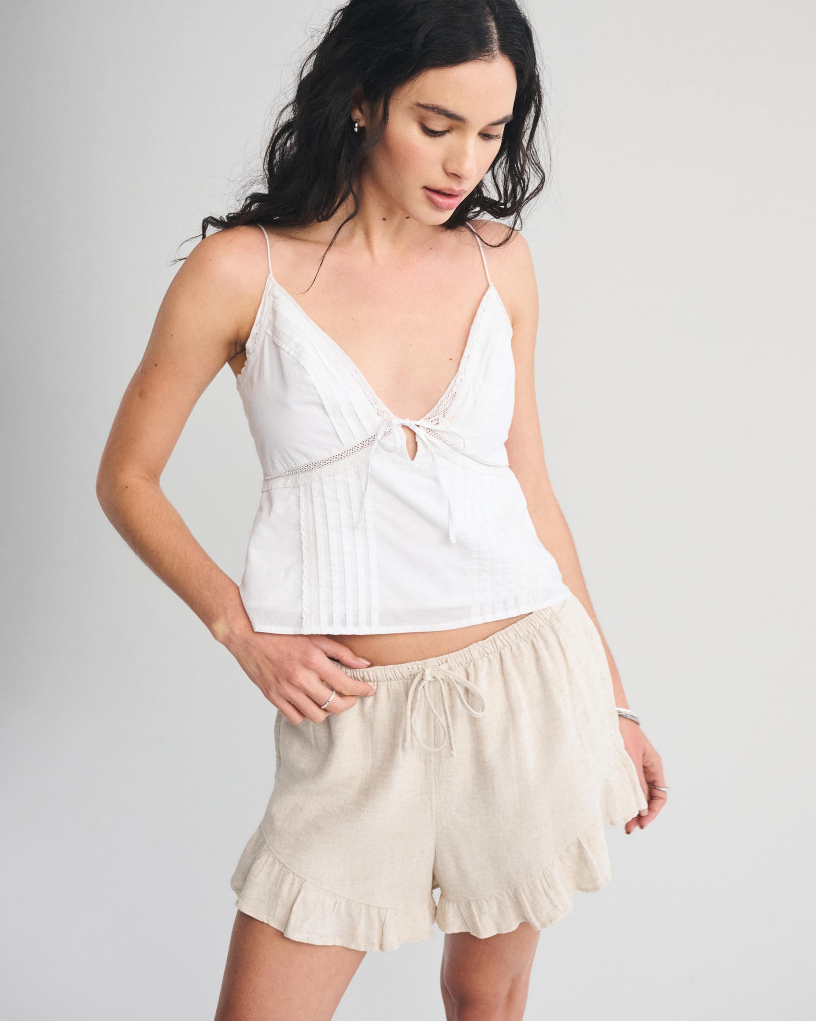 High Rise Linen-Blend Pull-On Short