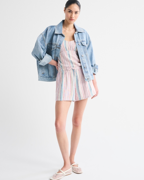 High Rise Linen-Blend Pull-On Short