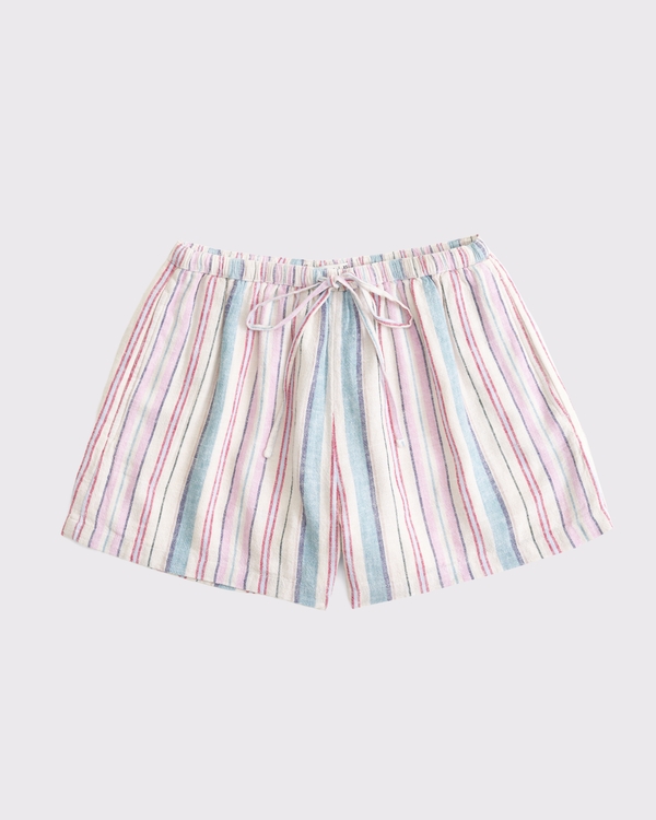 High Rise Linen-Blend Pull-On Short