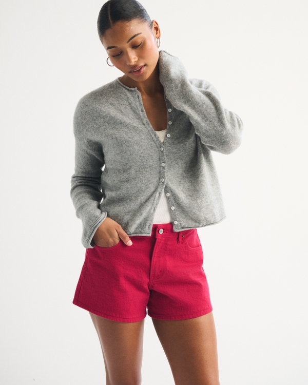 Curve Love Mid Rise A-Line Short, Red view 1