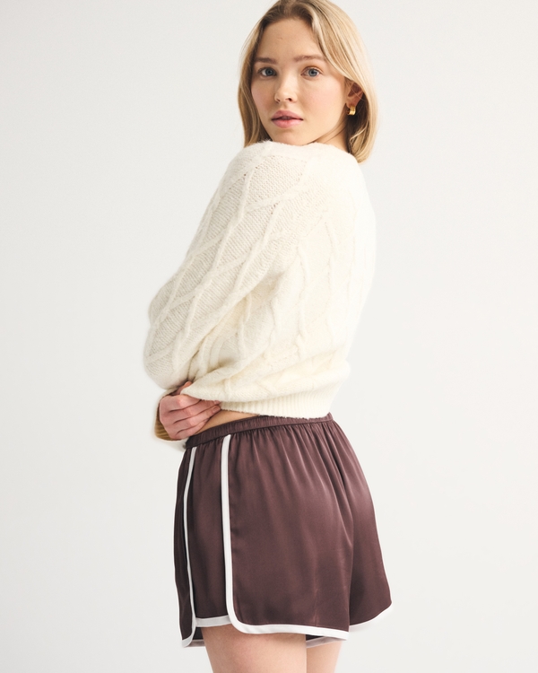High Rise Satin Track Short