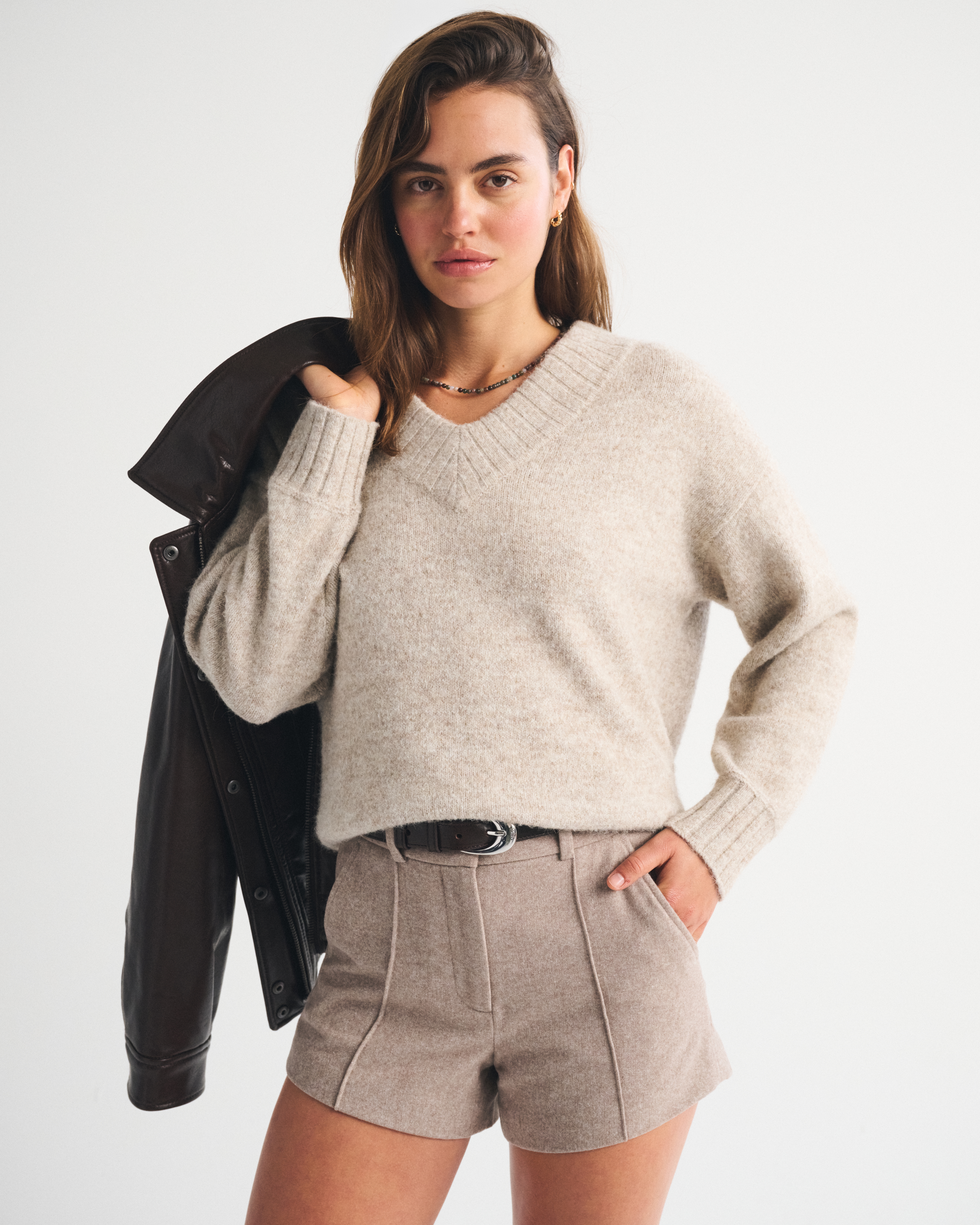 High Rise Tailored Wool-Blend Short