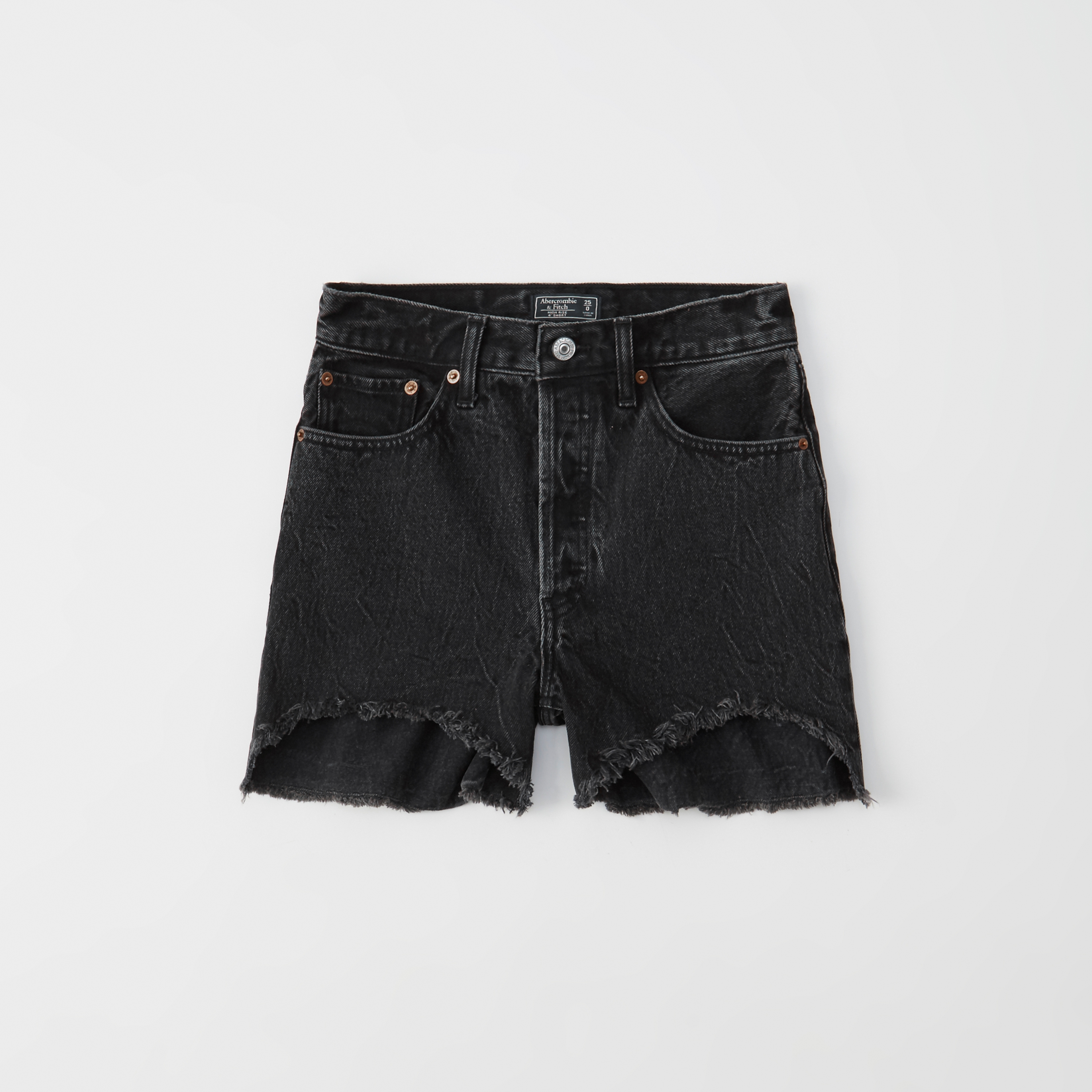 high rise mid length shorts