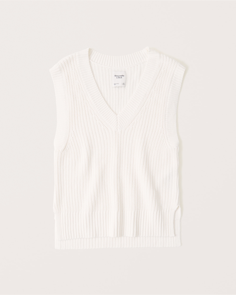 Abercrombie & Fitch Women's Oversized Sweater Vest in White - Size XXS