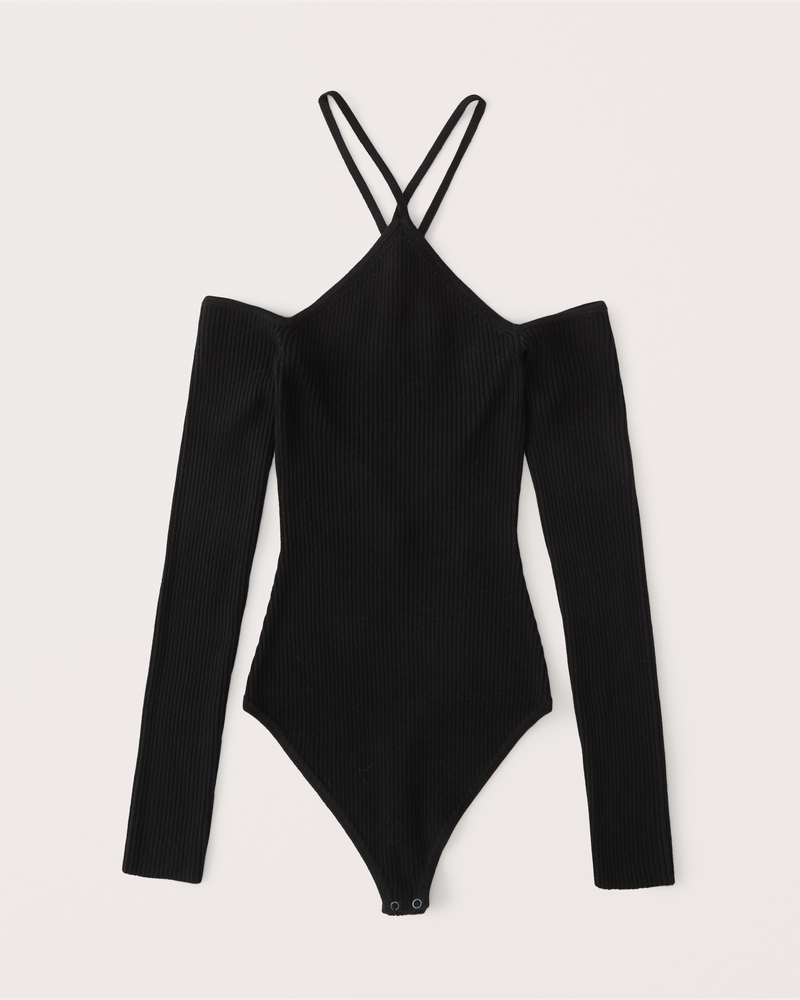 Strappy Halter Sweater Bodysuit