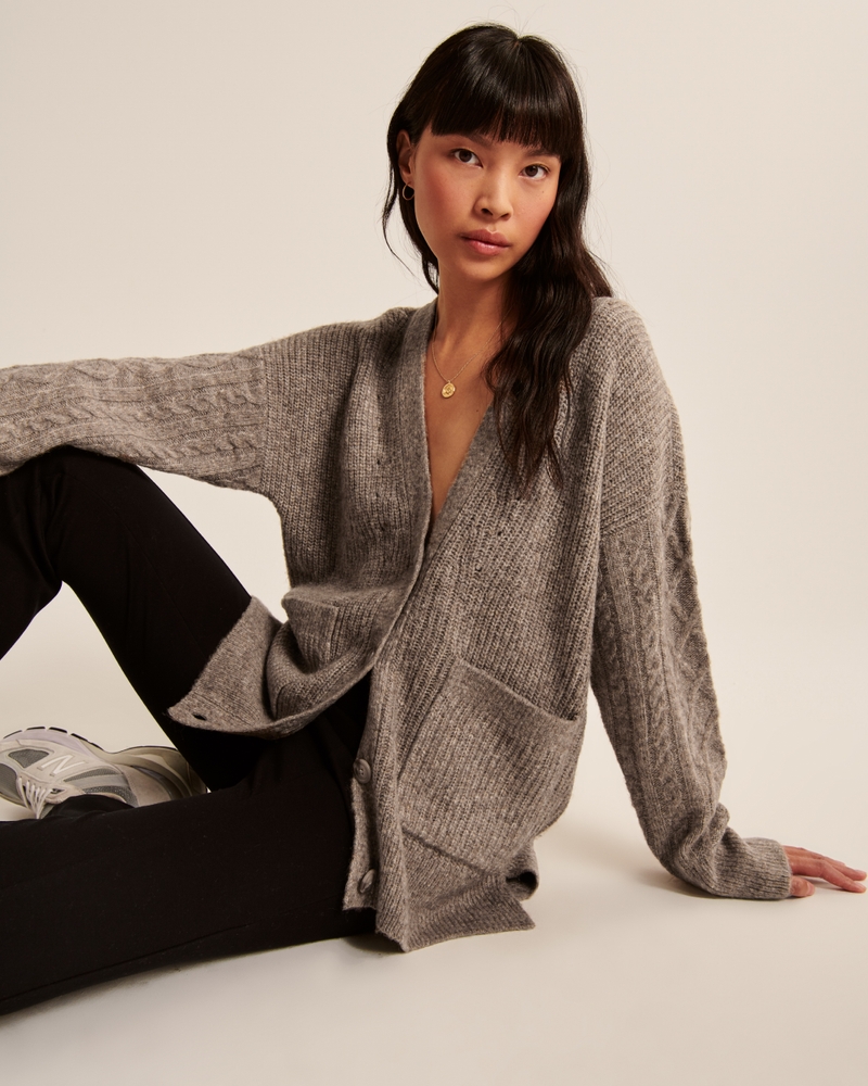 Fuzzy Cable Legging-Friendly Cardigan