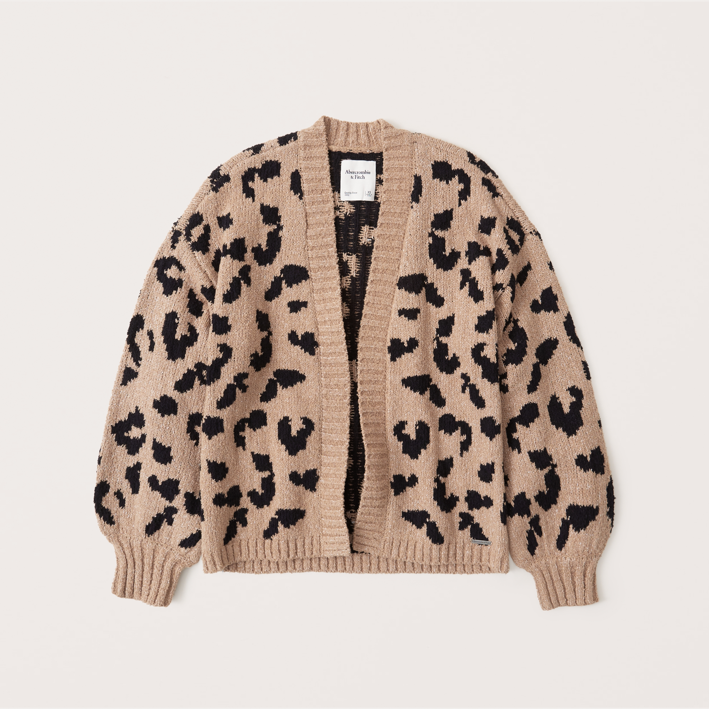 Women's Leopard Puff Sleeve Cardigan 