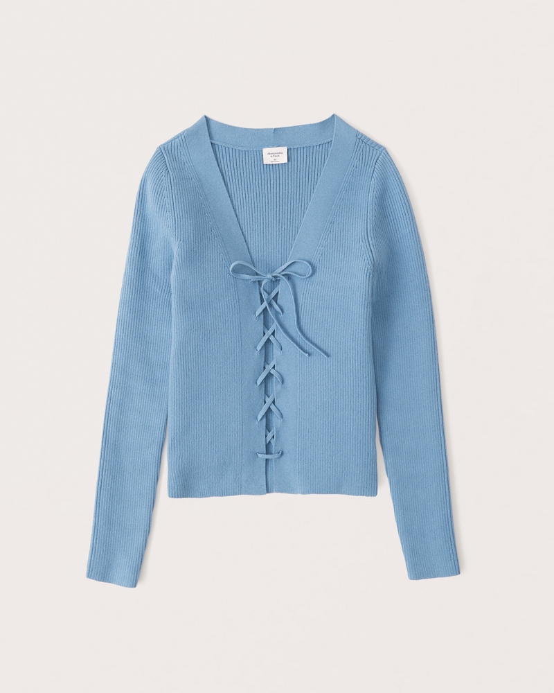 Elevated Knit Slim Lace-Up Cardigan