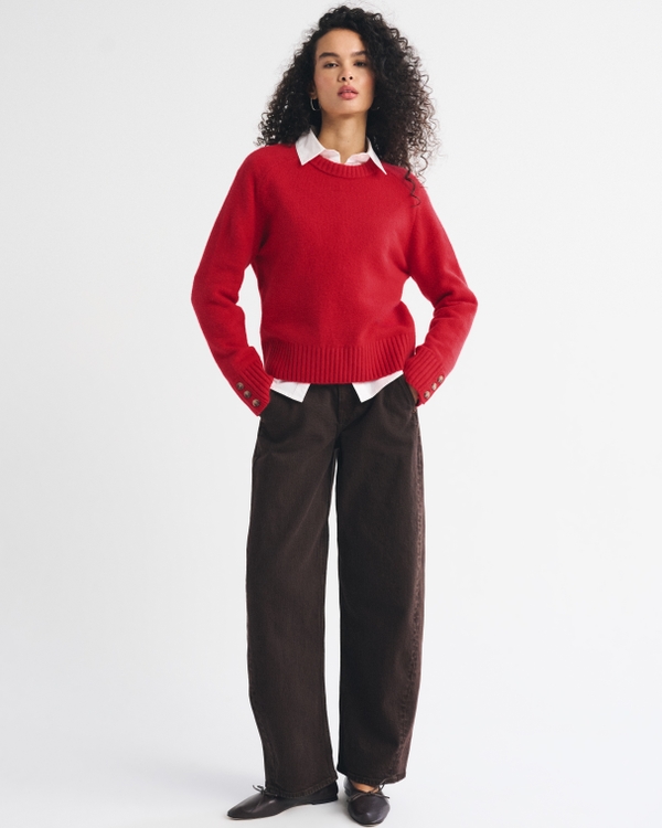 A&F Madeline Crew Sweater, Vivid Red view 2