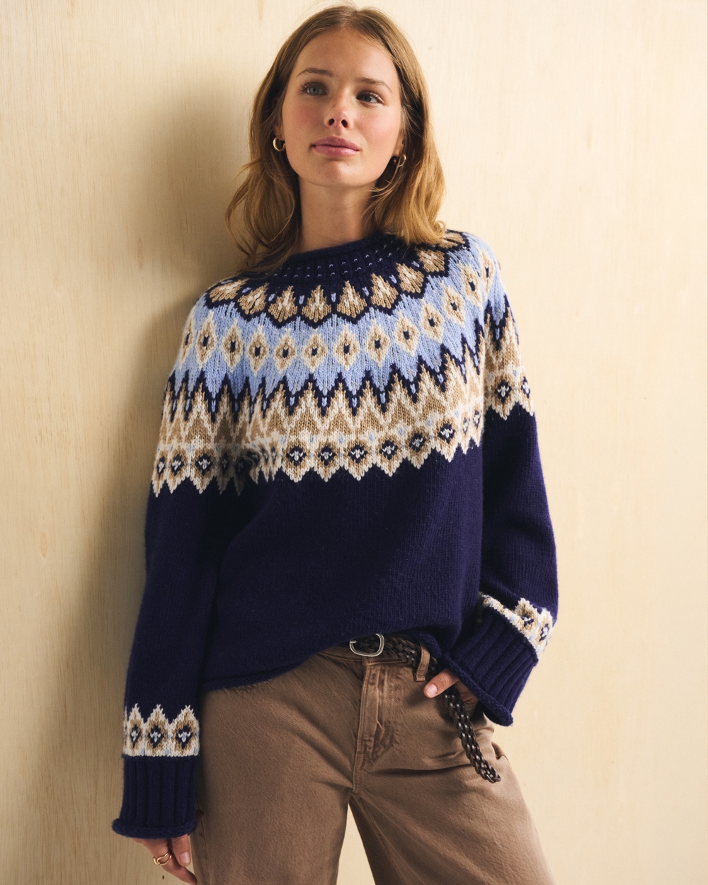 Wool-Blend Roll Neck Crew Sweater