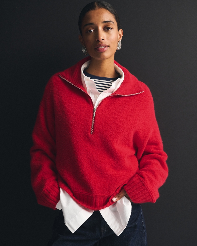 Merino Wool-Blend Half-Zip Sweater - thumbnail 2
