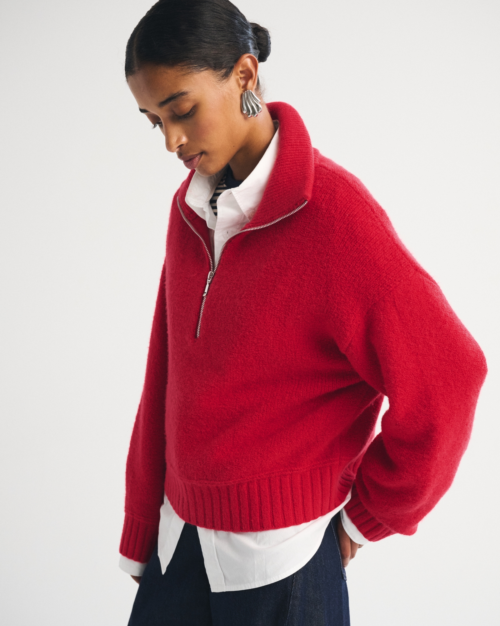 Merino Wool-Blend Half-Zip Sweater