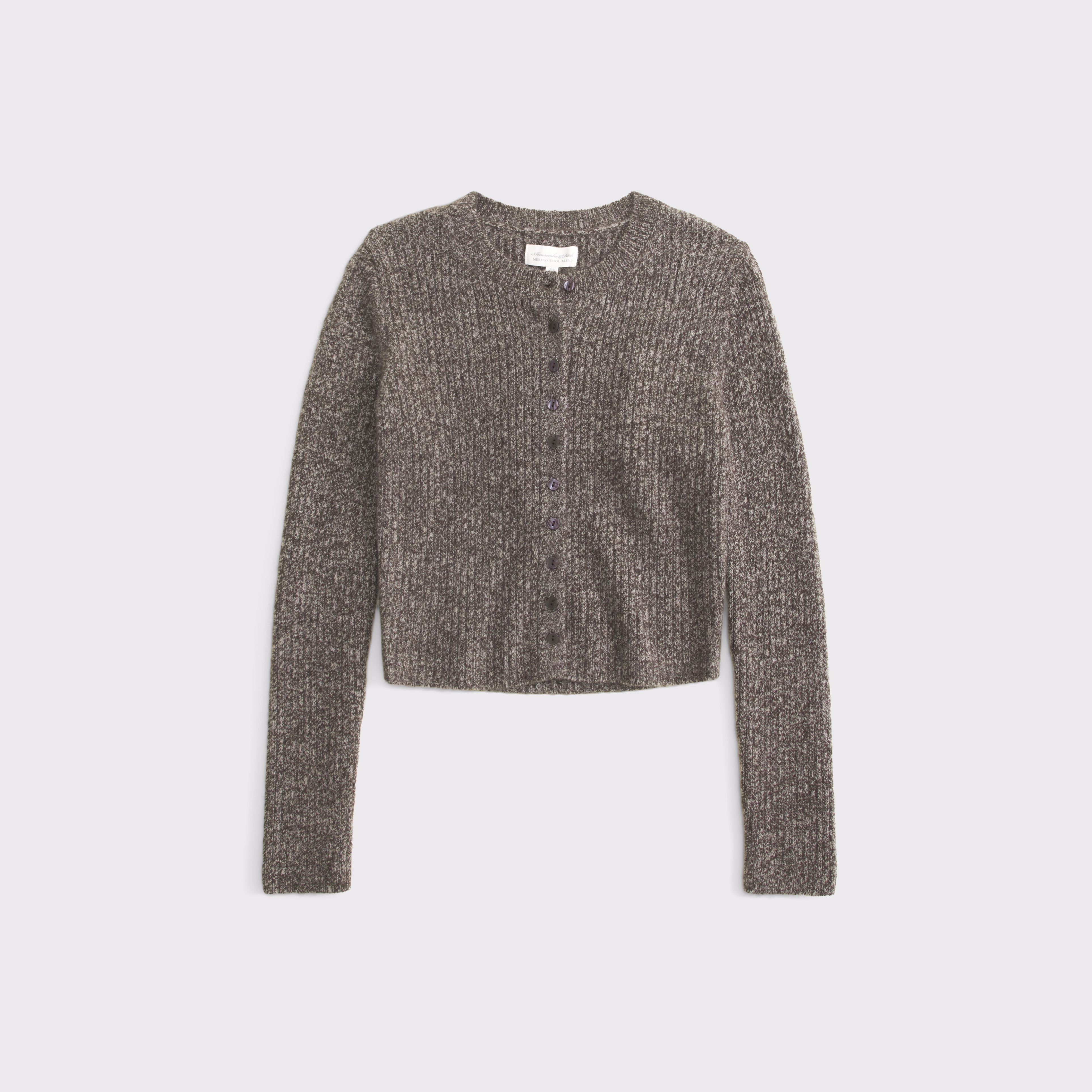 Женский кардиган Abercrombie & Fitch Merino Wool-Blend Shrunken Crew, цвет: Коричневый — фото 1
