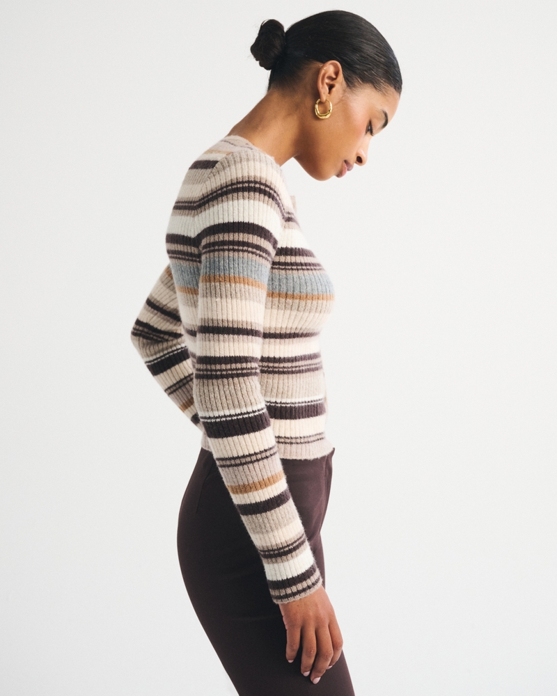 Merino Wool-Blend Shrunken Crew Cardigan - thumbnail 9