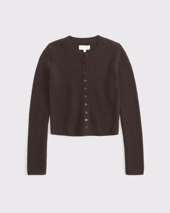 Merino Wool-Blend Shrunken Crew Cardigan