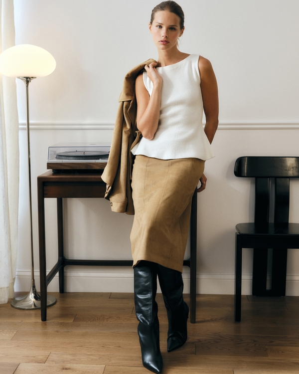 Peplum Sweater Tank, Cream view 2