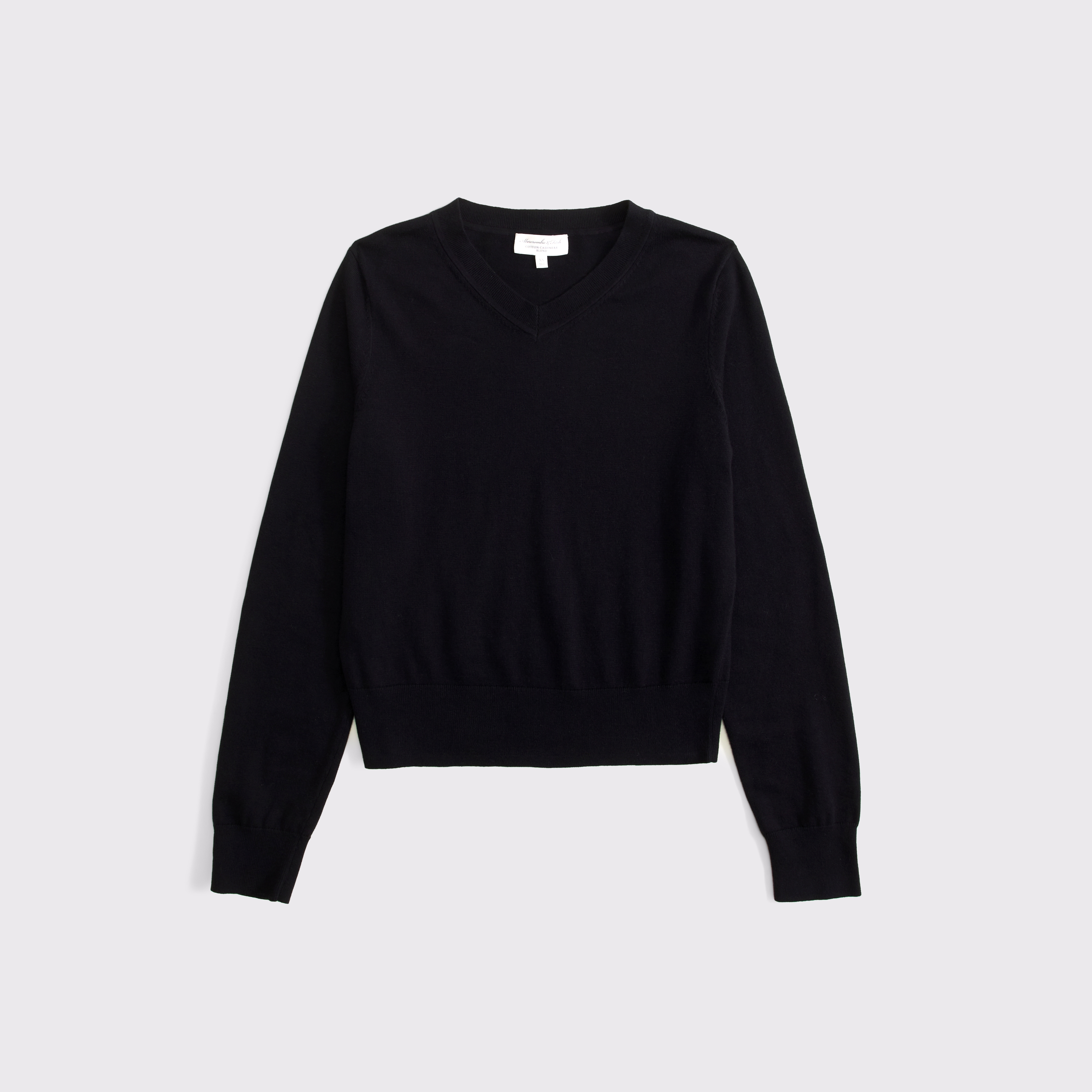 Женский свитер Abercrombie & Fitch Cotton-Cashmere V-Neck, цвет: Чёрный — фото 1