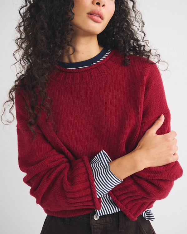 Wool-Blend Roll Neck Crew Sweater